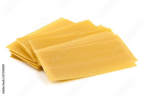 Uncooked lasagna pasta isolated on white background. High resolution image.