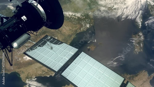 Satellite Flying Over The Mediterranean Countries