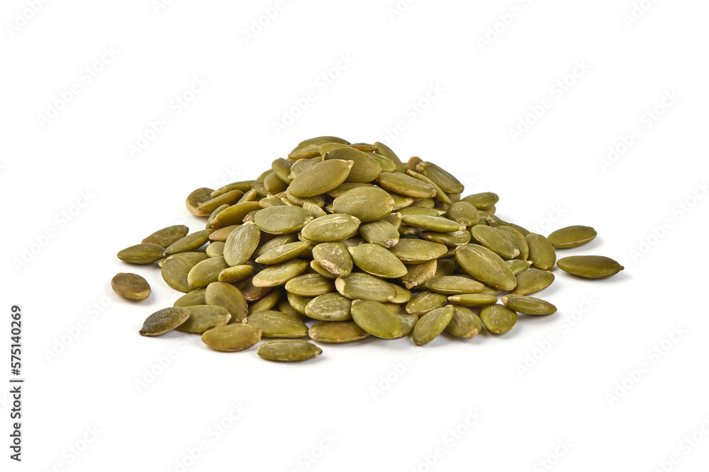 Pumpkin seeds or pepitas, isolated on white background. Pumpkin seeds or pepitas, isolated on white background.
