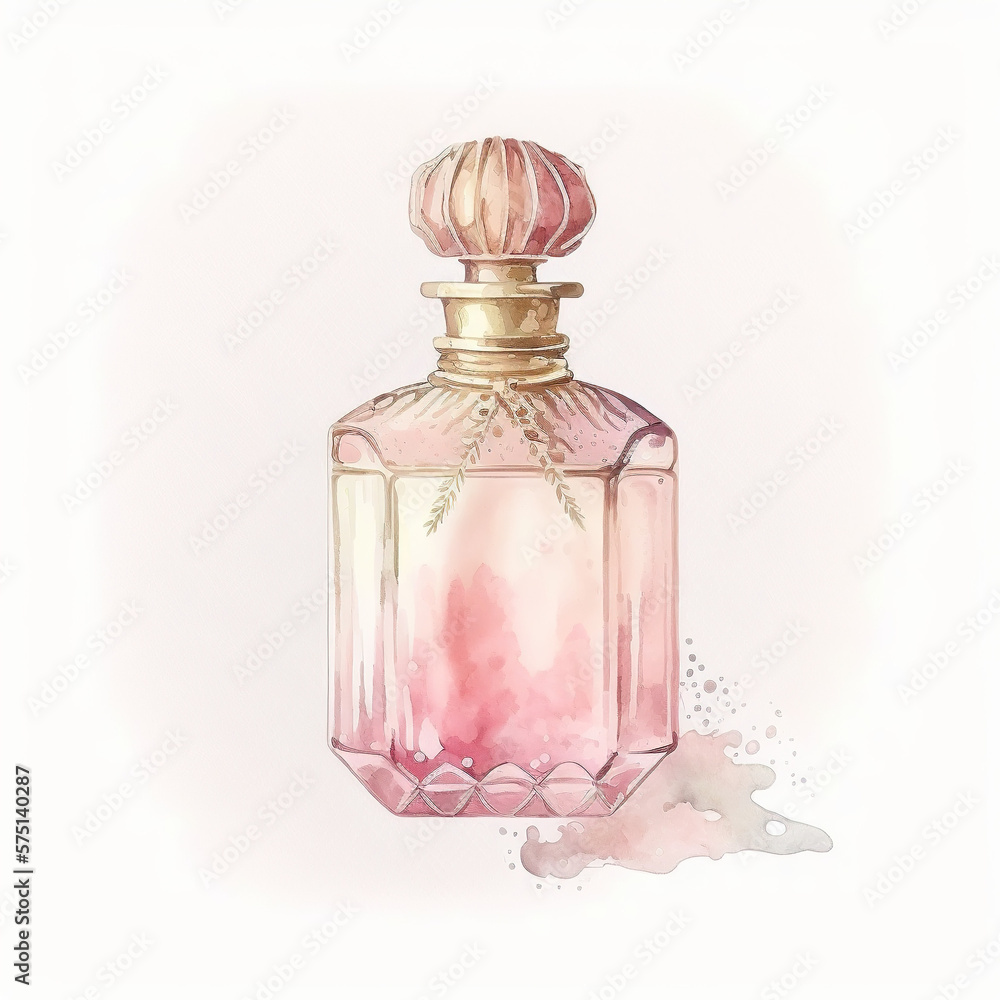 antique perfume bottle watercolour generative ai, generative, ai antique perfume bottle watercolour generative ai, generative, ai