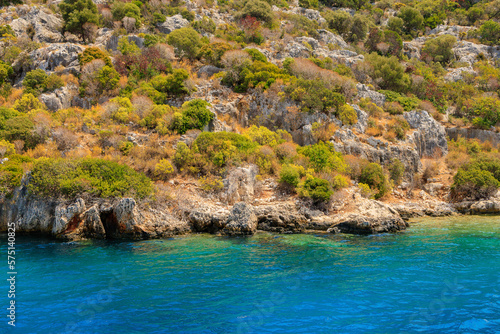 The ruins of a sunken ancient city on the island of Kekova Lycian Dolichiste in Turkey in the province of Antalya