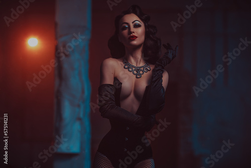 Young sexy cabaret style woman portrait