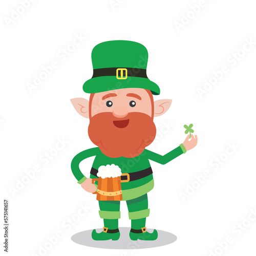 Leprechaun. Saint Patrick's Day symbol. Vector illustration. 