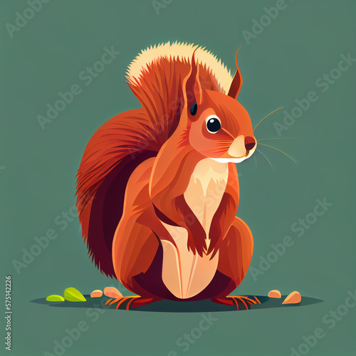 Vector illustration of an squirrel, created with Generative AI technology