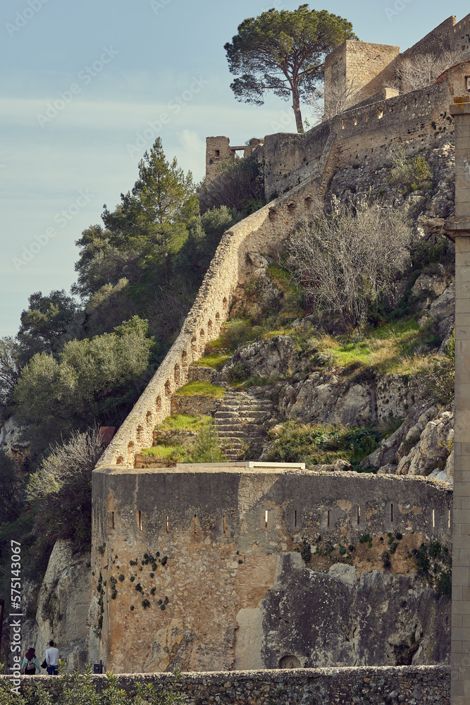 Ancient stone fortress Xativa on the rock