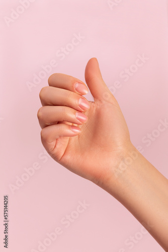 japanese manicure on a pink background