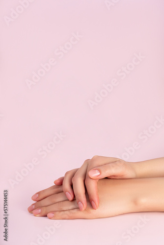 japanese manicure on a pink background