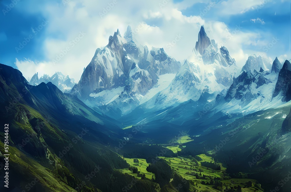 Mountain landscape created with generative ai technology Mountain landscape created with generative ai technology