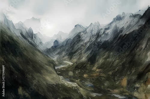 Mountain landscape created with generative ai technology © LikotoArtworks