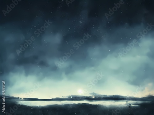 Foggy night created with generative ai technology © LikotoArtworks