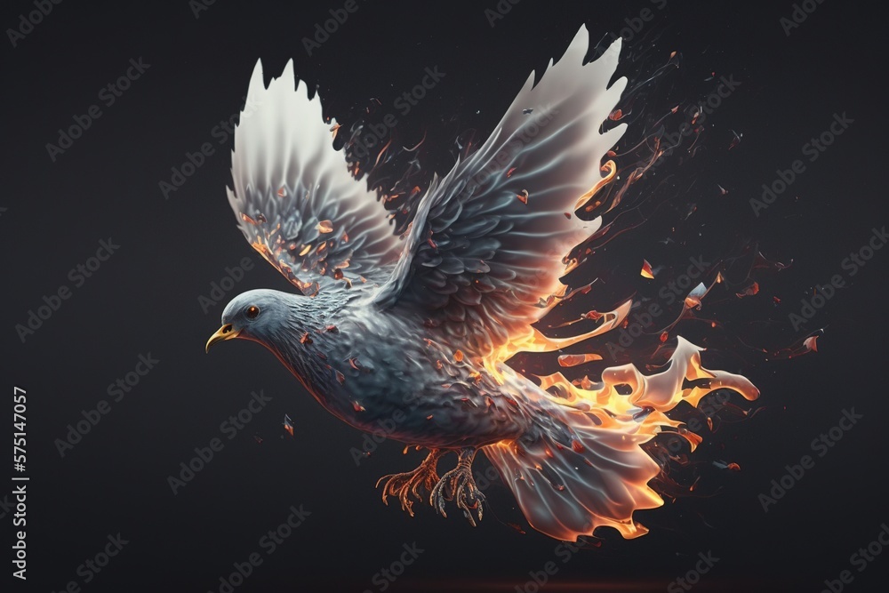 Pentecost background with flying dove and fire. Generative AI. Pentecost background with flying dove and fire. Generative AI.