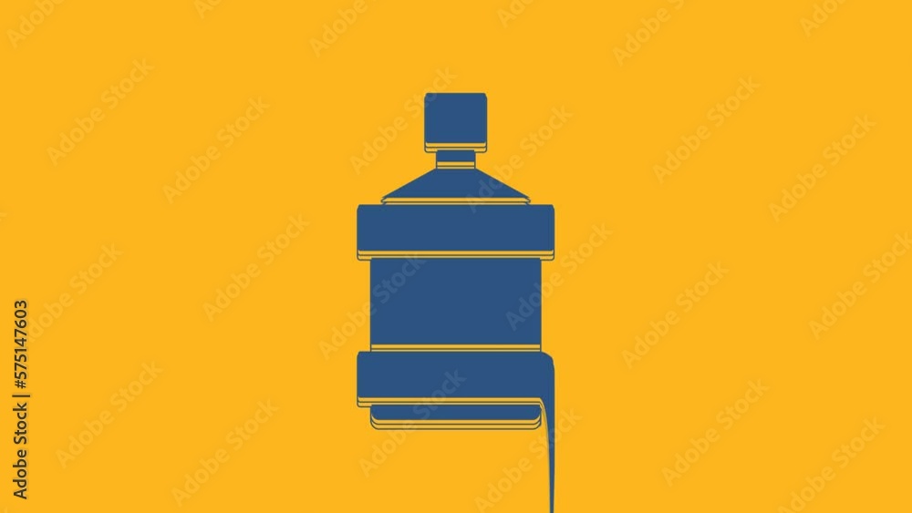 Blue Big bottle with clean water icon isolated on orange background. Plastic container for the cooler. 4K Video motion graphic animation Blue Big bottle with clean water icon isolated on orange background. Plastic container for the cooler. 4K Video motion graphic animation