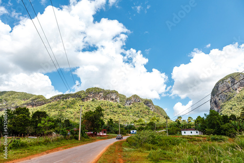 The Valley of Viñales with its big mogotes mountains and tobacco plantations, an Unesco World Heritage Site in Cuba, Caribbean