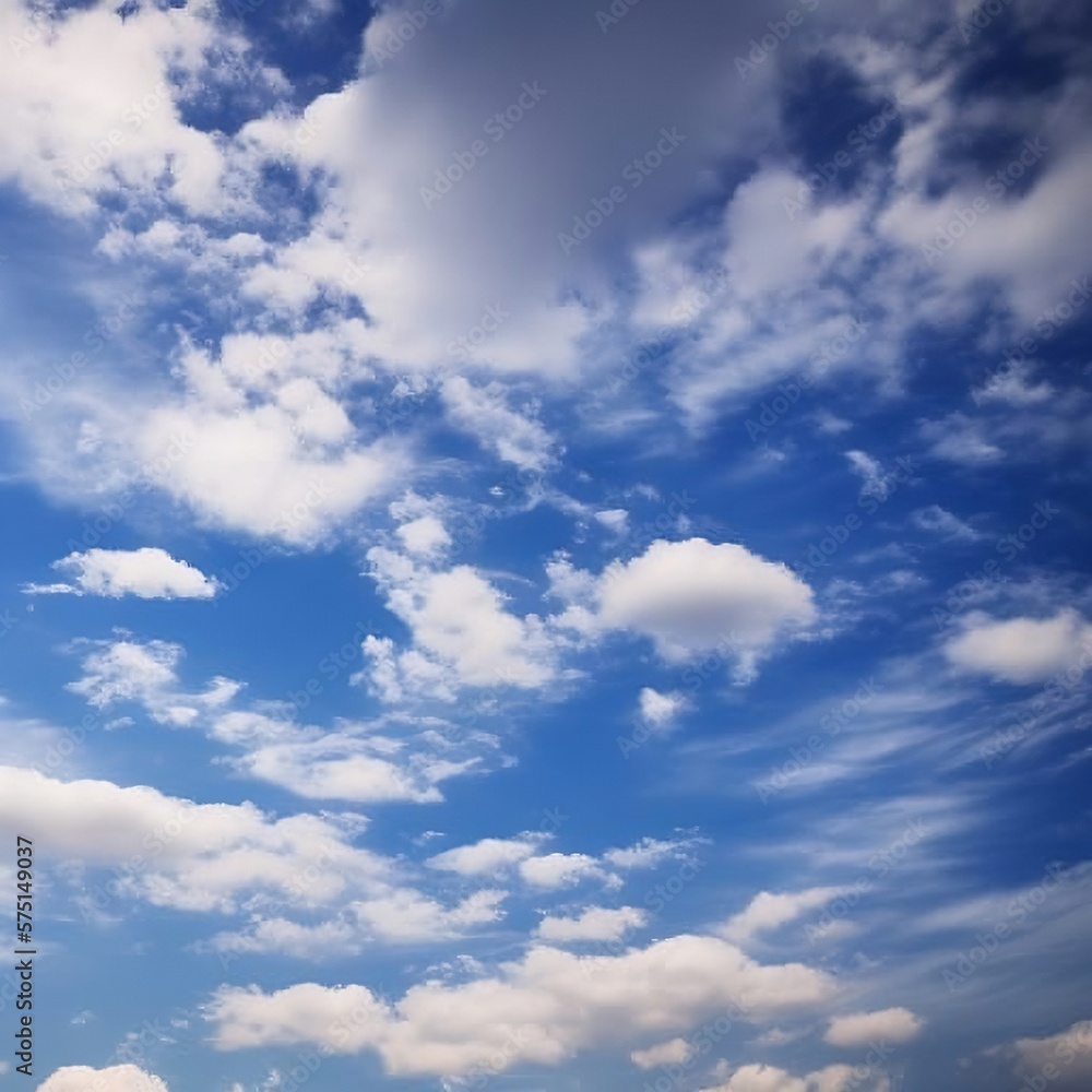 A blue sky with white clouds created with generative AI A blue sky with white clouds created with generative AI
