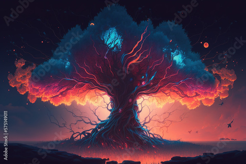 Yggdrasil: The Mystical and Spiritual Tree of Life in Nordic Mythology- Generative Art