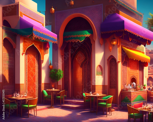 Generative A.I.  Moroccan Cafe in Tangier,  Created from an Abstract Image, in my Portfolio