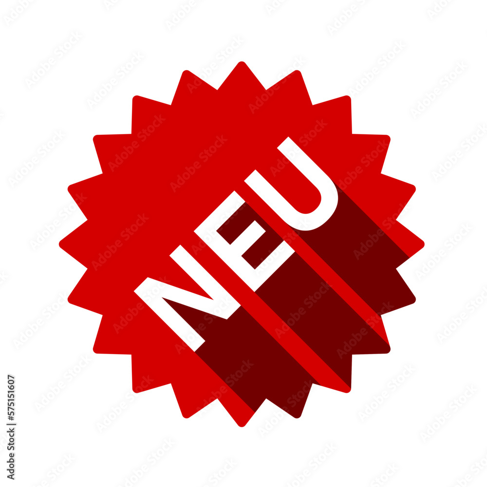 Neu (New in German) Basic New Product or New Feature Sticker or Adhesive Badge Symbol Sign Icon with 3D Style Shadow Effect. Vector Image. Neu (New in German) Basic New Product or New Feature Sticker or Adhesive Badge Symbol Sign Icon with 3D Style Shadow Effect. Vector Image.