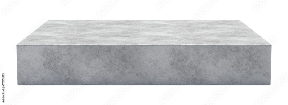 Gray concrete stone podium for product placement isolated on transparent background - obrazy, fototapety, plakaty 
