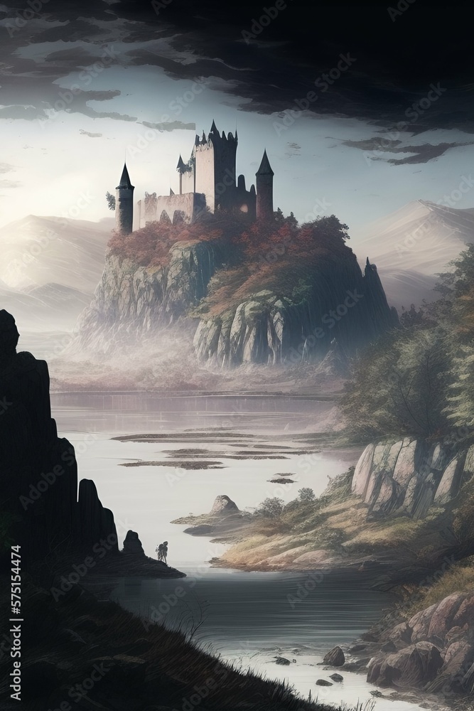 Fantasy Castle Overlooking River 03