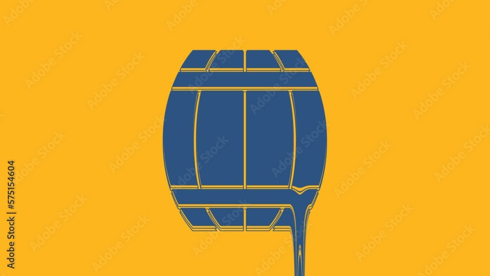 Blue Gun powder barrel icon isolated on orange background. TNT dynamite wooden old barrel. 4K Video motion graphic animation Blue Gun powder barrel icon isolated on orange background. TNT dynamite wooden old barrel. 4K Video motion graphic animation