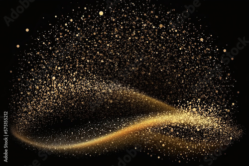 Glittering vector dust on a black background. Golden sparkling lights. Christmas Holiday glow particle. Magic star effect. Shine background. Festive party design, christmas, light, water, snow, star, 