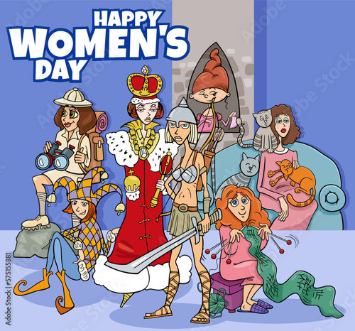 Women s Day design with cartoon women group