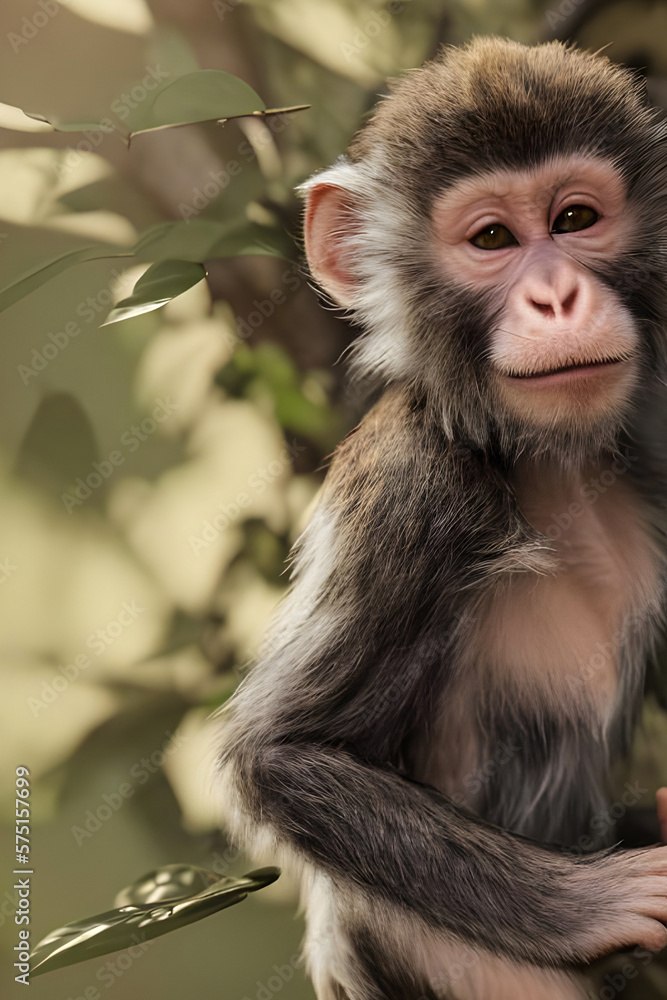 Fototapeta premium Portrait a monkey , wildlife animal mammal face forest