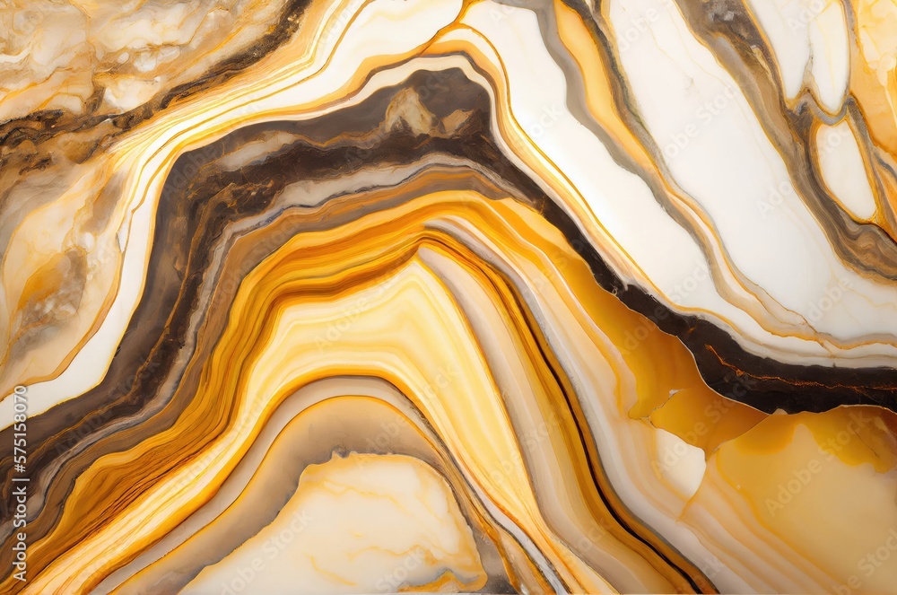 Obraz premium Marble Onyx Stone Orange And White Background Generative AI