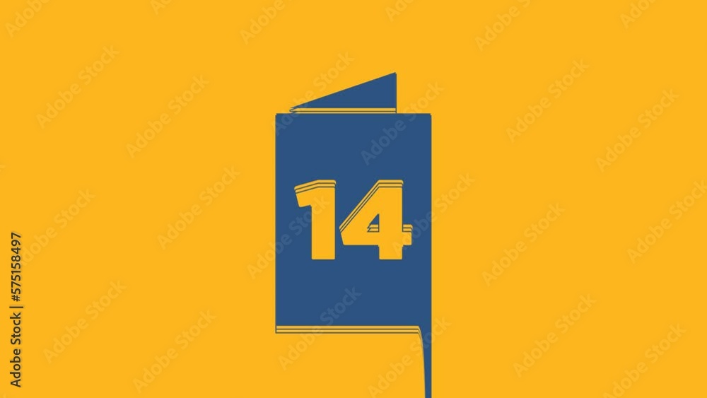 Blue Greeting card icon isolated on orange background. Celebration poster template for invitation or greeting card. 4K Video motion graphic animation Blue Greeting card icon isolated on orange background. Celebration poster template for invitation or greeting card. 4K Video motion graphic animation