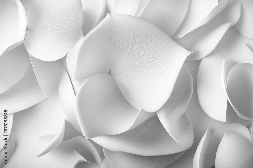Beautiful white rose petals. Generative AI