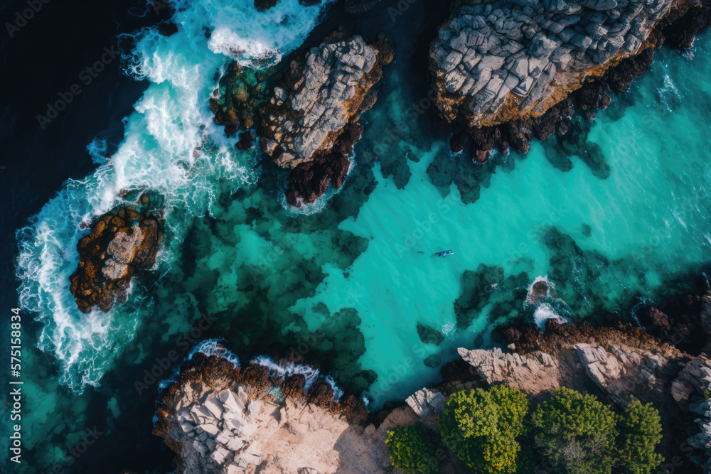Beautiful view of the sea from above. Generative AI