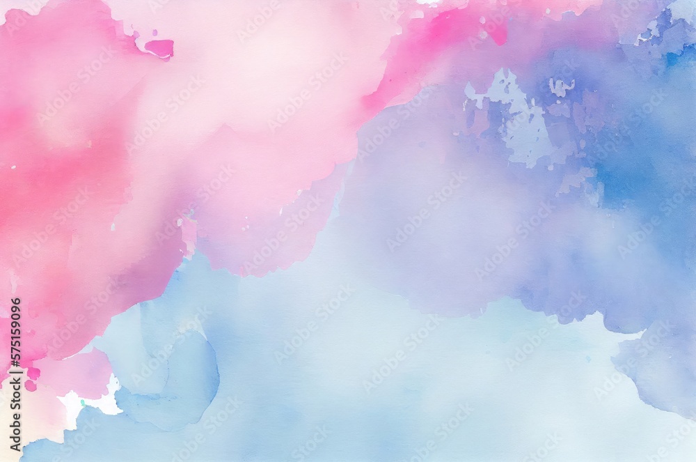 Fototapeta premium Watercolor Pink Blue White Texture Background Generative AI