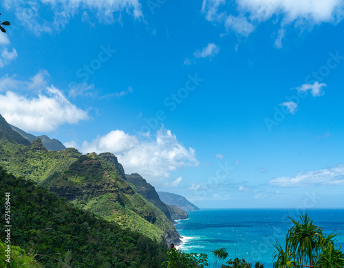 Beautiful scenic view from the Kalalau Trail Trailhead in Kauai, Hawaii
