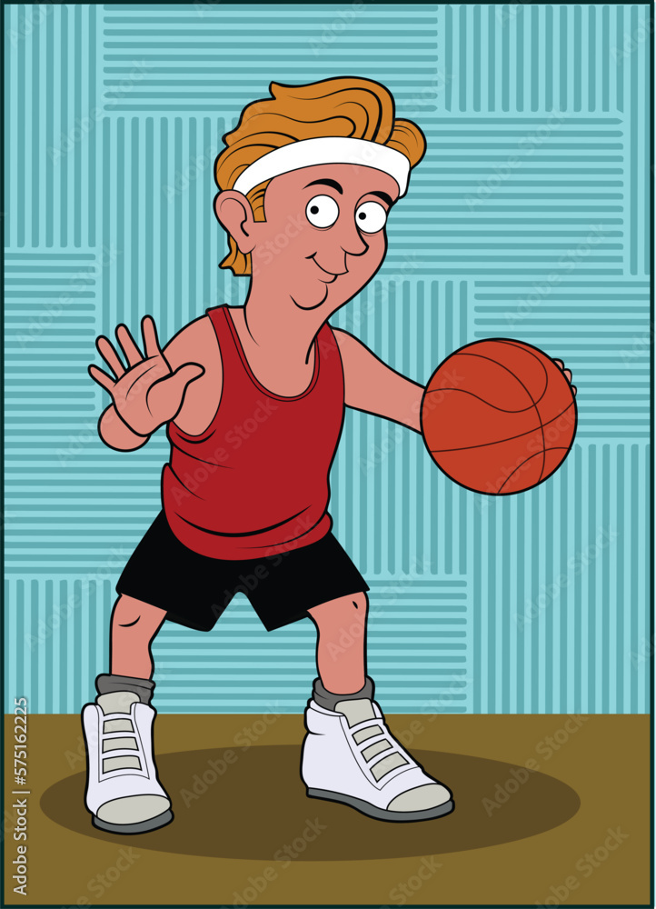 Naklejka premium basketball player with ball