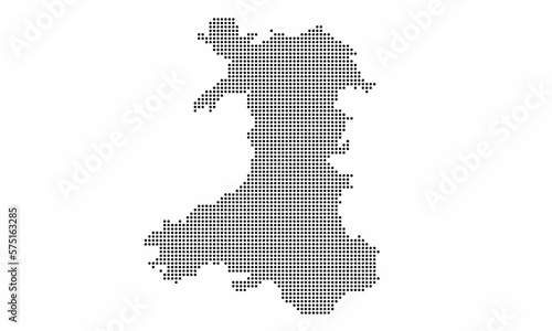 Wales dotted map with grunge texture in dot style. Abstract vector illustration of a country map with halftone effect for infographic.  