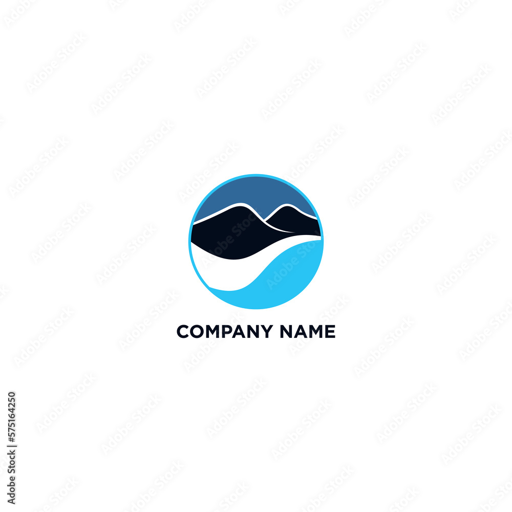 Mountains and river vector icon Mountains and river vector icon