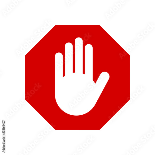 Obraz na płótnie Red Stop Hand Block Octagon Sign or Adblock or Do Not Enter or Forbidden Icon