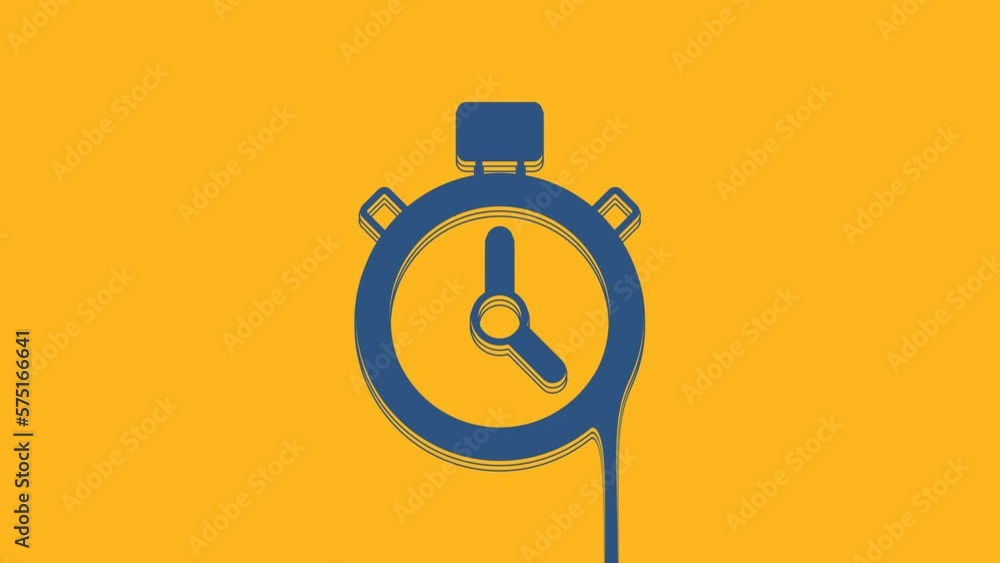 Blue Stopwatch icon isolated on orange background. Time timer sign. Chronometer sign. 4K Video motion graphic animation Blue Stopwatch icon isolated on orange background. Time timer sign. Chronometer sign. 4K Video motion graphic animation