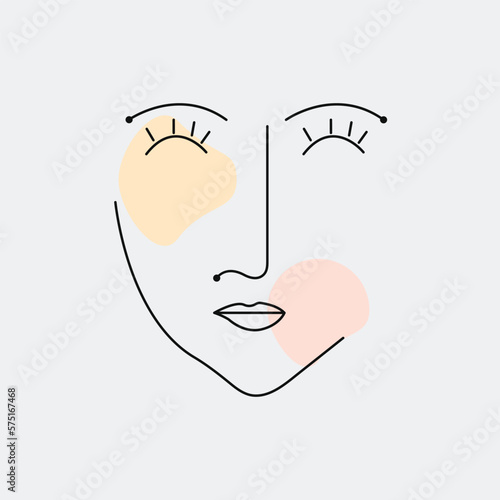 Abstract woman's face line art. Portrait art vector illustration drawing