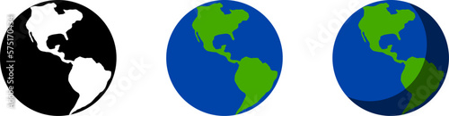 Basic Set of Earth World Globe Symbol Icon. Vector Image.