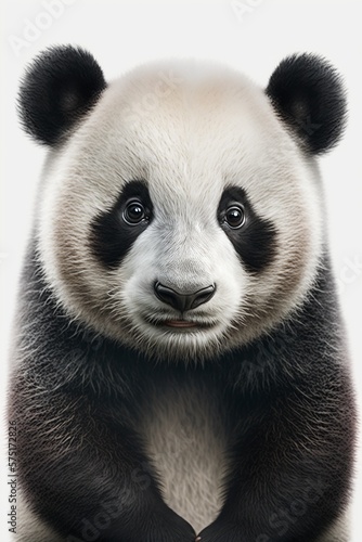 Cute panda bear isolated on a white background illustrated using generative Ai