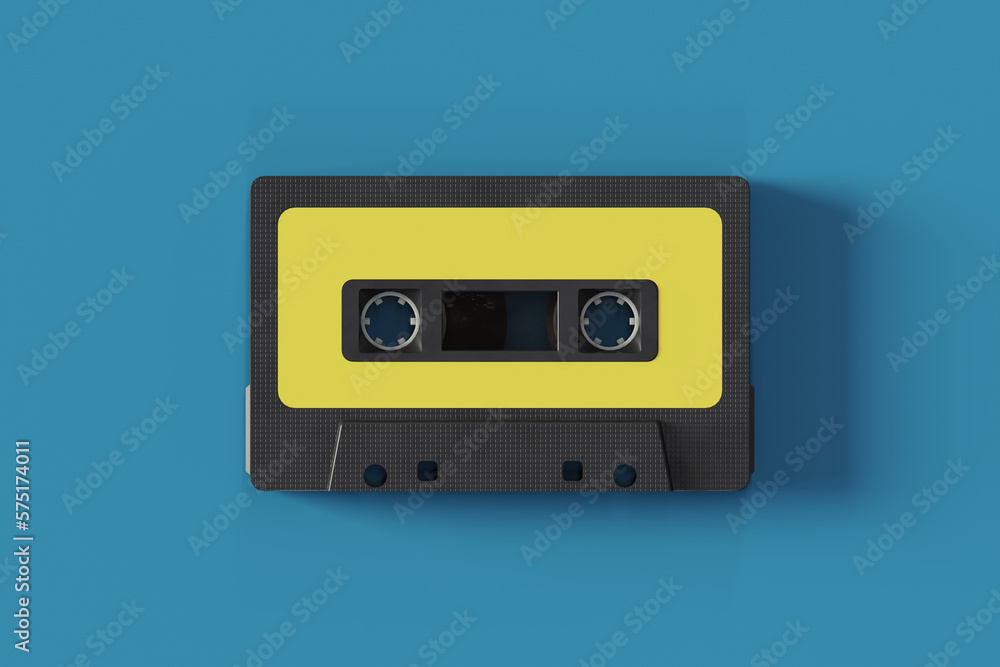 Cassette Tape Mockup in Top View, 3d rendering