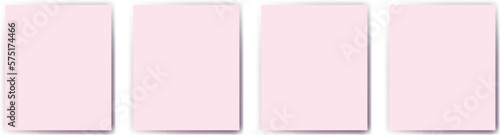 Pink blank pages on white background. Mockup for invitations or congratulations. Set of templates with soft shadows. Editable blanks for design. soft pink blanks for wedding invitations