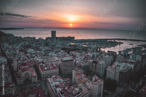 A sunset view from a balcony in Alicante  Spain