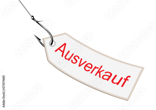 Ausverkauf Schild wird geangelt, Werbung und Reklame Banner,
Vektor Illustration isoliert auf weißem Hintergrund
