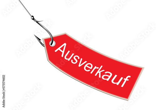 Ausverkauf Schild wird geangelt, Werbung und Reklame Banner,
Vektor Illustration isoliert auf weißem Hintergrund
