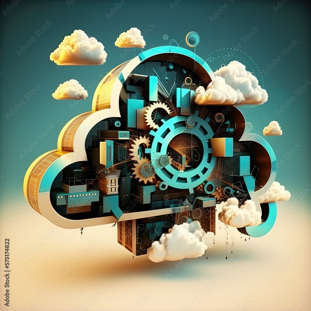 concept illustration of cloud technologies in the field of internet, generative ai