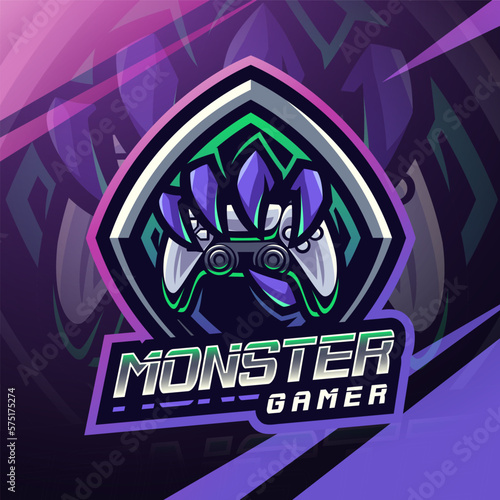Monster gamer esport mascot logo design