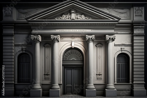 Classical Facade of a Traditional Bank or Office, Created by Generative AI Technology