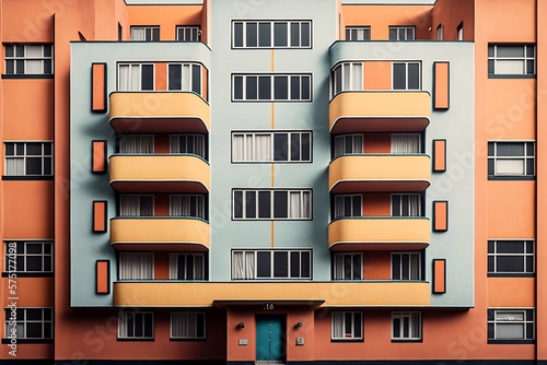 Facade of a Modern Apartment Building or Office, Created by Generative AI Technology